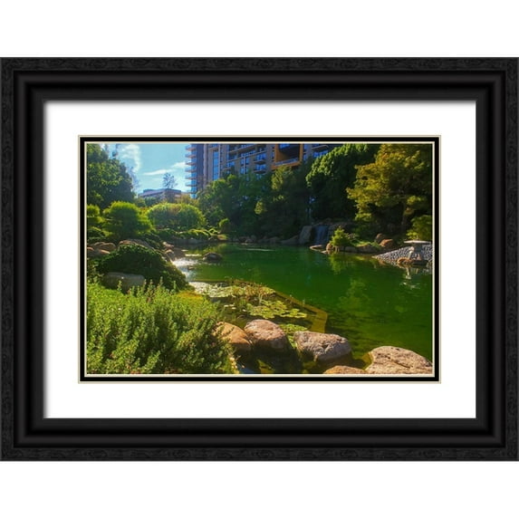 Tenoever, William 24x17 Black Ornate Wood Framed with Double Matting Museum Art Print Titled - Japanese Friendship Garden IV