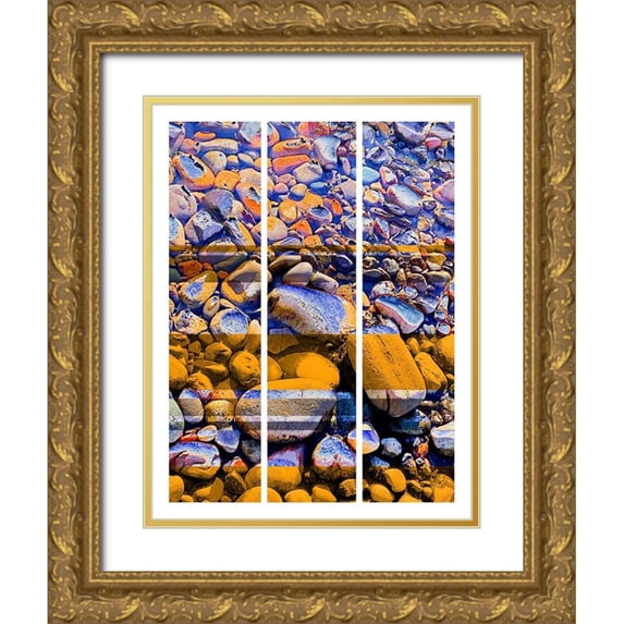 Tenoever, William 26x32 Gold Ornate Wood Framed with Double Matting Museum Art Print Titled - Color Mood-River Rock Collage V1