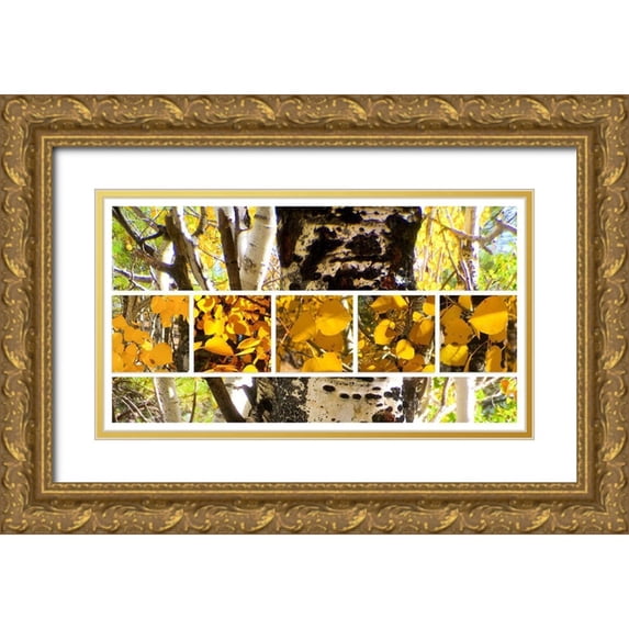 Tenoever, William 32x19 Gold Ornate Wood Framed with Double Matting Museum Art Print Titled - Aspens In The Fall 1