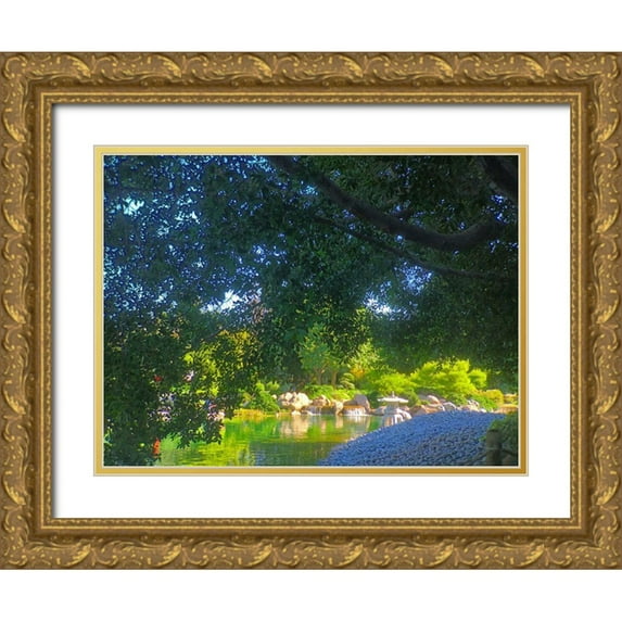 Tenoever, William 32x25 Gold Ornate Wood Framed with Double Matting Museum Art Print Titled - Japanese Friendship Garden III