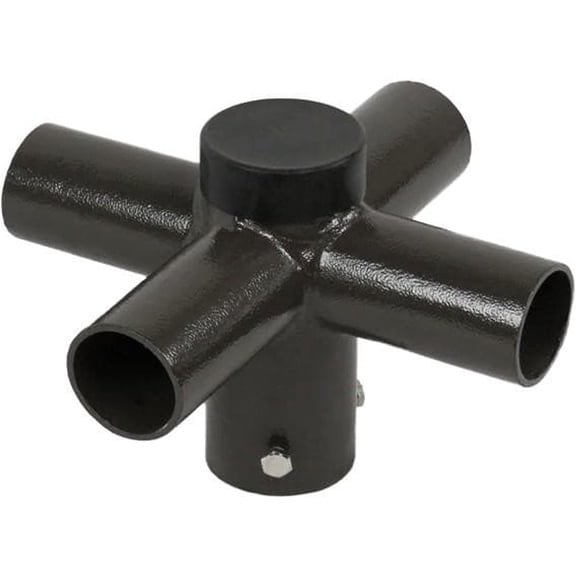 Tenon Adapter with 4 Horizontal 90 Degree Tenons,Cross Shape Light Pole Bracket 2 3/8 inch Tenon,Dark Brown Post Top Mount for LED Parking Lot Lights,Outdoor Post Lights Mounting Accessories