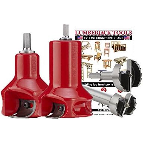 Tenon Cutter Kit for Log Furniture, 1" & 2" Cutters & Forstner Bits, Home Series Powder Coated Aluminum, 1/2" Shank, Dual Blades Create a Radius Shoulder Profile, Made in USA$$Tools & Hardware Other