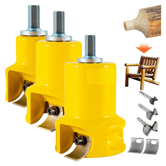 Tenon Cutter Set 1/25.4mm 38/50.8mm Log Tenon Cutter, Dual Curved Blades, Aluminum & Steel DIY Log Furniture Kit for Home & Commercial Use