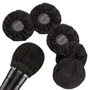 Tenozek 200 Pcs Disposable Microphone Cover Non-Woven, Removal Microphone Cover, Perfect Protective Cap for Most Handheld Microphone, Black