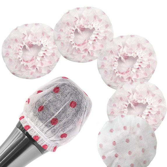Tenozek 200 Pcs Disposable Microphone Cover Non-Woven, Removal Microphone Cover, Perfect Protective Cap for Most Handheld Microphone White