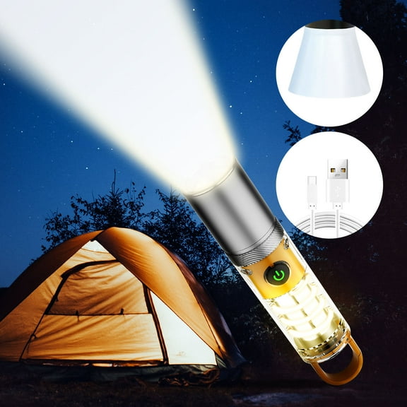 Tenozek 60000 Lumens Multifunction Rechargeable Flashlights and Lanterns, Zoomable LED Spotlight Waterproof Torch Light with lampshade for Emergencies, Camping, Riding