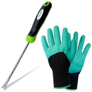 Tenozek Gardening Weeding Tools with Garden Gloves, Hand Weeder Best Dandelion Picker Tool Little Garden Tool for Pulling Out Weeds