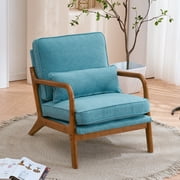 Tenozek Mid Century Modern Accent Chair, Single Upholstered Lounge Reading Armchair with Solid Wood Frame, Easy Assembly Arm Chairs for Living Room, Teal