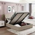 thumbnail image 1 of Tenozek Queen Size Upholstered Platform Bed with a Hydraulic Storage System, Beige, 1 of 8