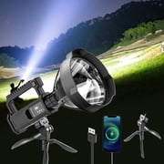 Rechargeable Flashlights High Lumens, 100000 Lumens Super Bright Spotlight Waterproof LED Handheld Flash Light for Camping, Fishing, Hunting, Emergencies