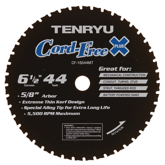 Tenryu Cord Free Series 6-1/2 Inch X 44T General Purpose Blade