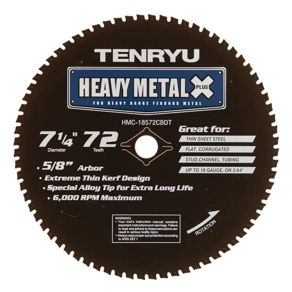 Tenryu Heavy Metal Plus 7-1/4 Inch X 72T Roofing/siding Blade