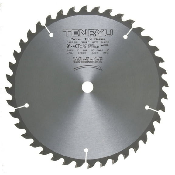 Tenryu PT-23040 9" Miter or Table Saw Blade 40T 5/8 Arbor