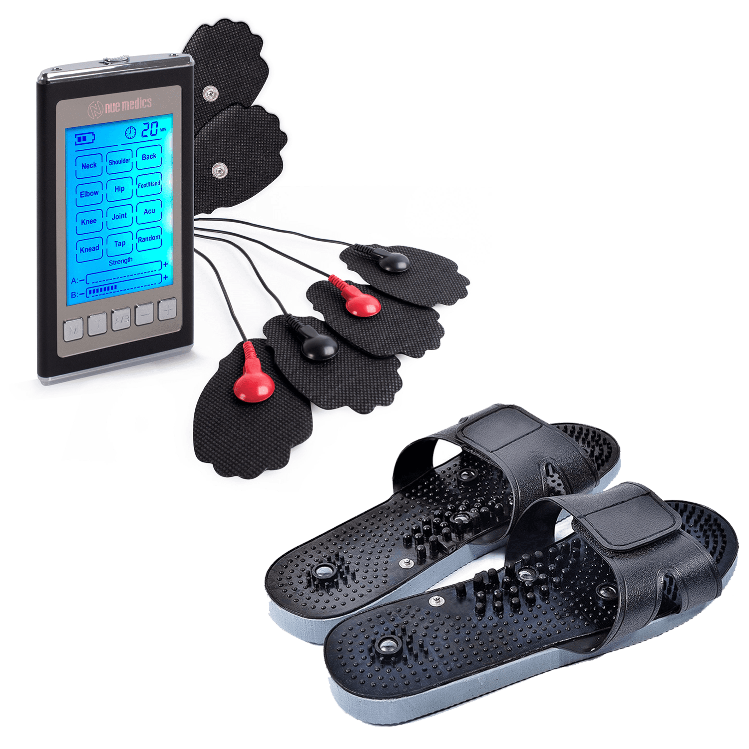 NueMedics TENS EMS Unit Pro Rechargeable Battery Muscle Stimulator 24 Modes  Portable Mini Massager TENS Unit with 10 Reusable Pads