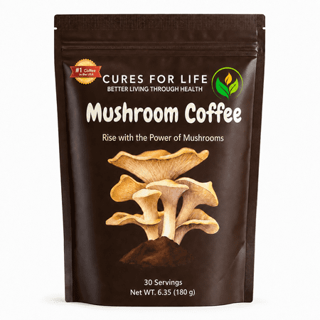 Cures For Life Mushroom Coffee Drink Mix, 30 Servings, 6.35 oz (180 g)