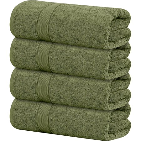 Tens Towels Green 4 Piece XL Extra Large Bath Towels Set 30 x 60 inches Premium Cotton Bathroom Towels Plush Quality