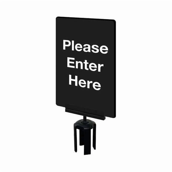 Tensabarrier Acrylic Sign,Black,Please Enter Here S01-P-33-7X11-V-HDSB-1701-33