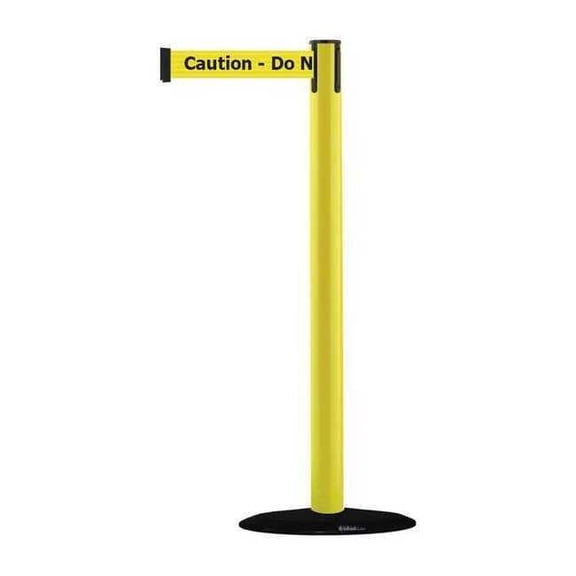 Barrier Post with Belt, 7 1/2 ft Length, 38 in Post Height, Caution Do Not Enter