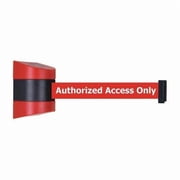 Retractable Belt Barrier, Red, 15 ft Length, Authorized Access Only, Unfinished