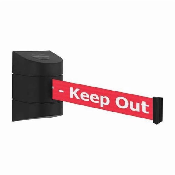 Tensabarrier Wall Belt Barrier,Red,Danger - Keep Out 897-24-S-33-NO-RHX-C