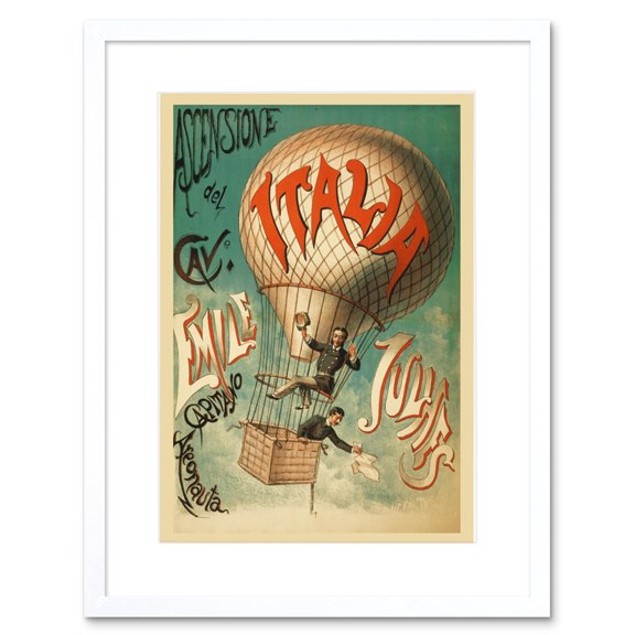 Tensi Emile Julhes Hot Air Balloon Old Advertising Framed Wall Art Print