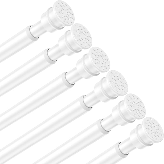 Tension Curtain Rod 26 To 48 Inch Adjustable Rods 6 Pack Expandable Spring White No Drilling For Closet Kitchen Cupboard Wardrobe Door Bookshelf Diy Projects