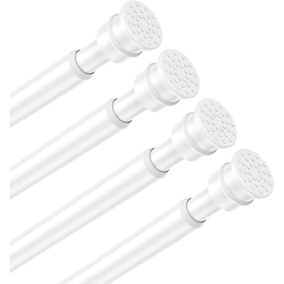 Tension Curtain Rod 26 to 48 Inch Adjustable Tension Rods 4 Pack Expandable Spring Tension Rod White No Drilling for Closet Kitchen Cupboard Wardrobe Door Bookshelf DIY Projects