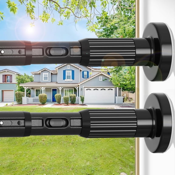 Tension Curtain Rod Set, 40–166 in, 2-Pack, Black, Rust-Resistant, No-Drill, Tension-Mounted for Indoor and Outdoor Use