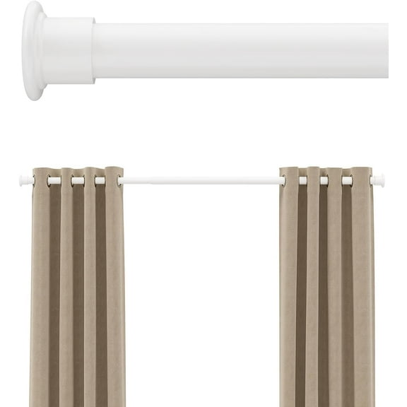 Tension Curtain Rod ,42-123 Inches,Heavy Duty Tension Rods for Windows, No Drilling Adjustable Curtain Rod for Patio, Hold Up Blackout Curtains and Non Slip, White