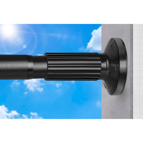 Tension Curtain Rod 51-168 Inch, Heavy Duty No Drill Adjustable Shower Curtain Rod, Carbon Spring Loaded Closet Rod for Bathroom Window Patio, Black