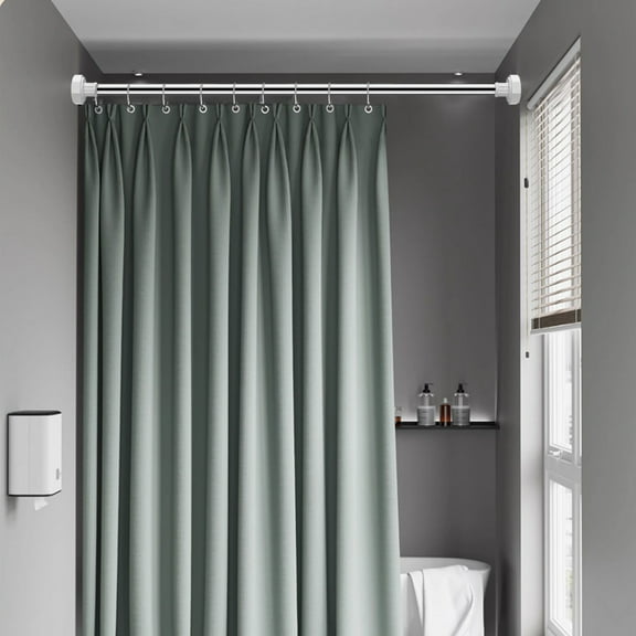 Tension Curtain Rod No Drill Shower Curtain Rod Adjustable Telescoping Rod Stainless Steel Spring Tension No Tools Installation for Bathroom Kitchen Window Closet 20-32 Inches