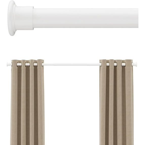 Tension Curtain Rod by ,42-123 Inches,Heavy Duty Tension Rods for Windows, No Drilling Adjustable Curtain Rod for Patio, Hold Up Blackout Curtains and Non Slip, White