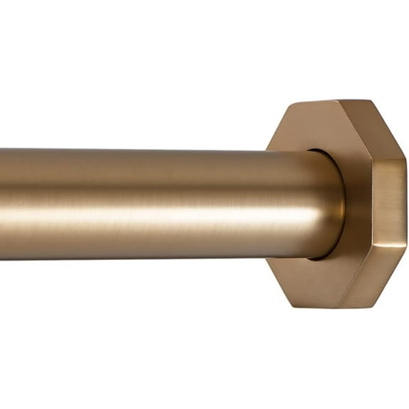 Tension Curtain Rod Hexagonal Spring Design for Windows or Shower, 54 to 90 Inches, Warm Gold