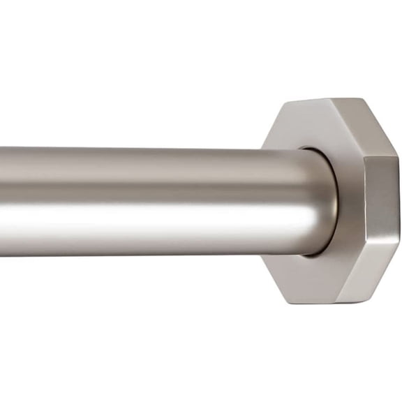 Tension Curtain Rod - Hexagonal Spring Tension Rod for Windows or Shower, 24 to 36 Inch, Satin Nickel