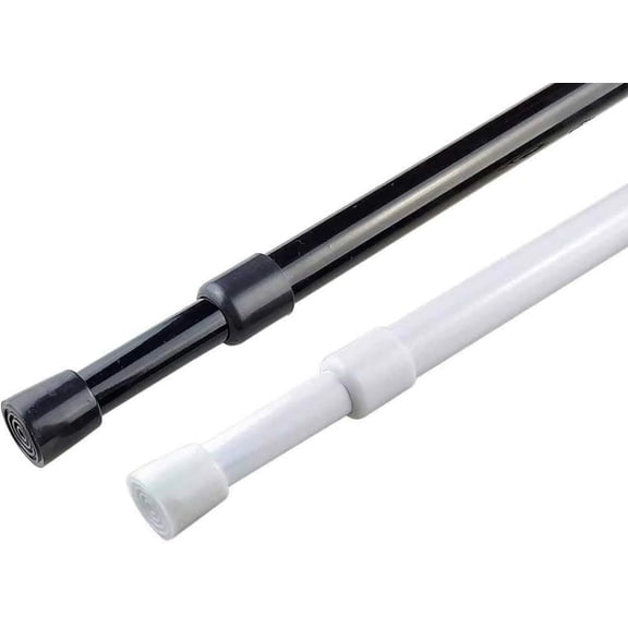 Tension Rod for Windows 16 to 28 inch, Adjustable Curtain Rods No Drilling, Expandable Spring Tension Curtain Rod, Non-slip Shower Curtain Rod for Bathroom Closet Doorway (4/8" Diameter, White&Black)