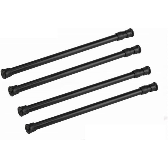 Tension Rods, 4 Pack 28-48 Inches Adjustable Spring Steel Cupboard Bars Tension Curtain Rod Shower Rod Closet Rod Tensions Rod Extendable Width (Black)