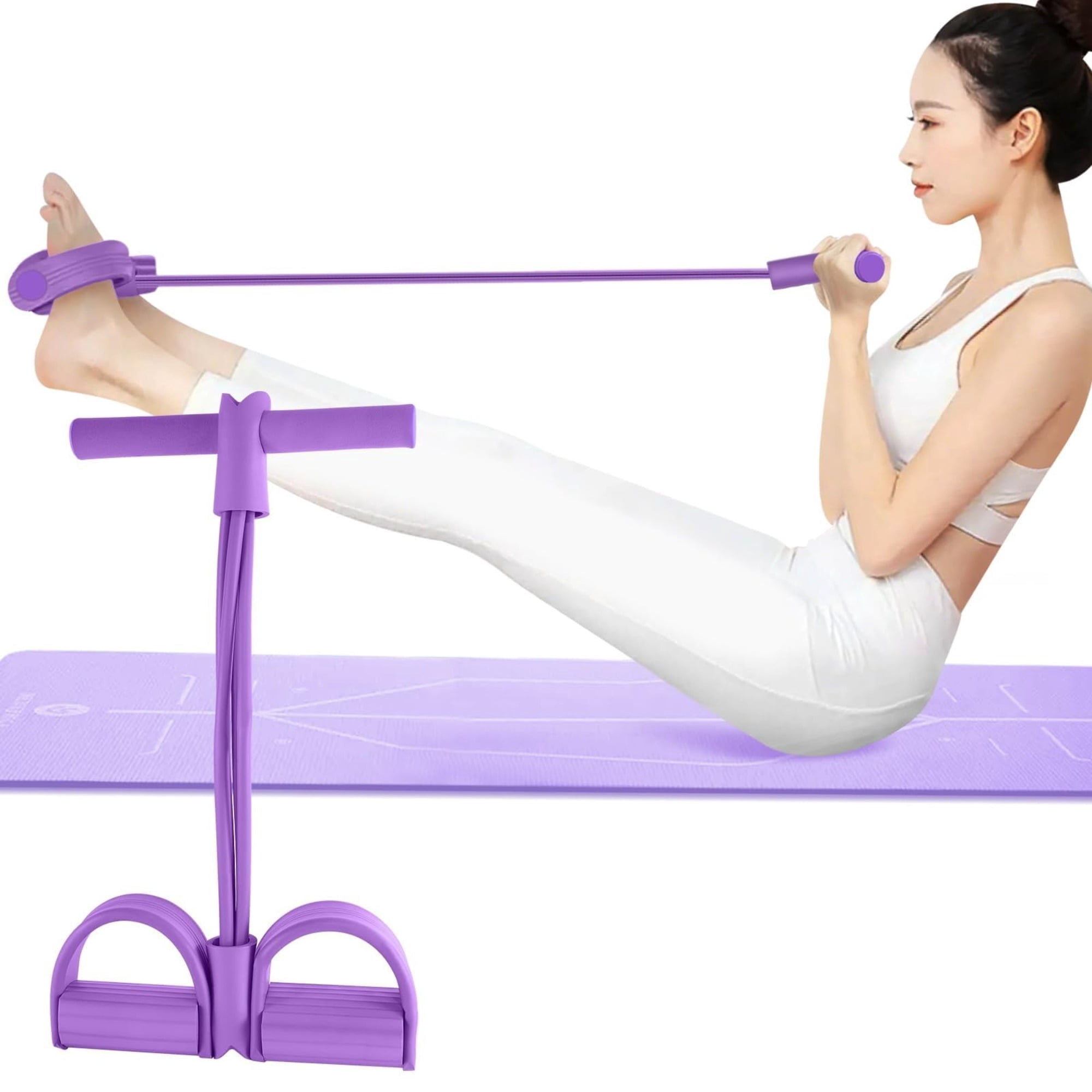 Tension Rope, Multifunctional Pedal Resistance Bands with Foam Handles, Non-Slip Sit Up Exercise Equipment, Portable Full Body Strength Training Workout Gear for Men Women Home Gym