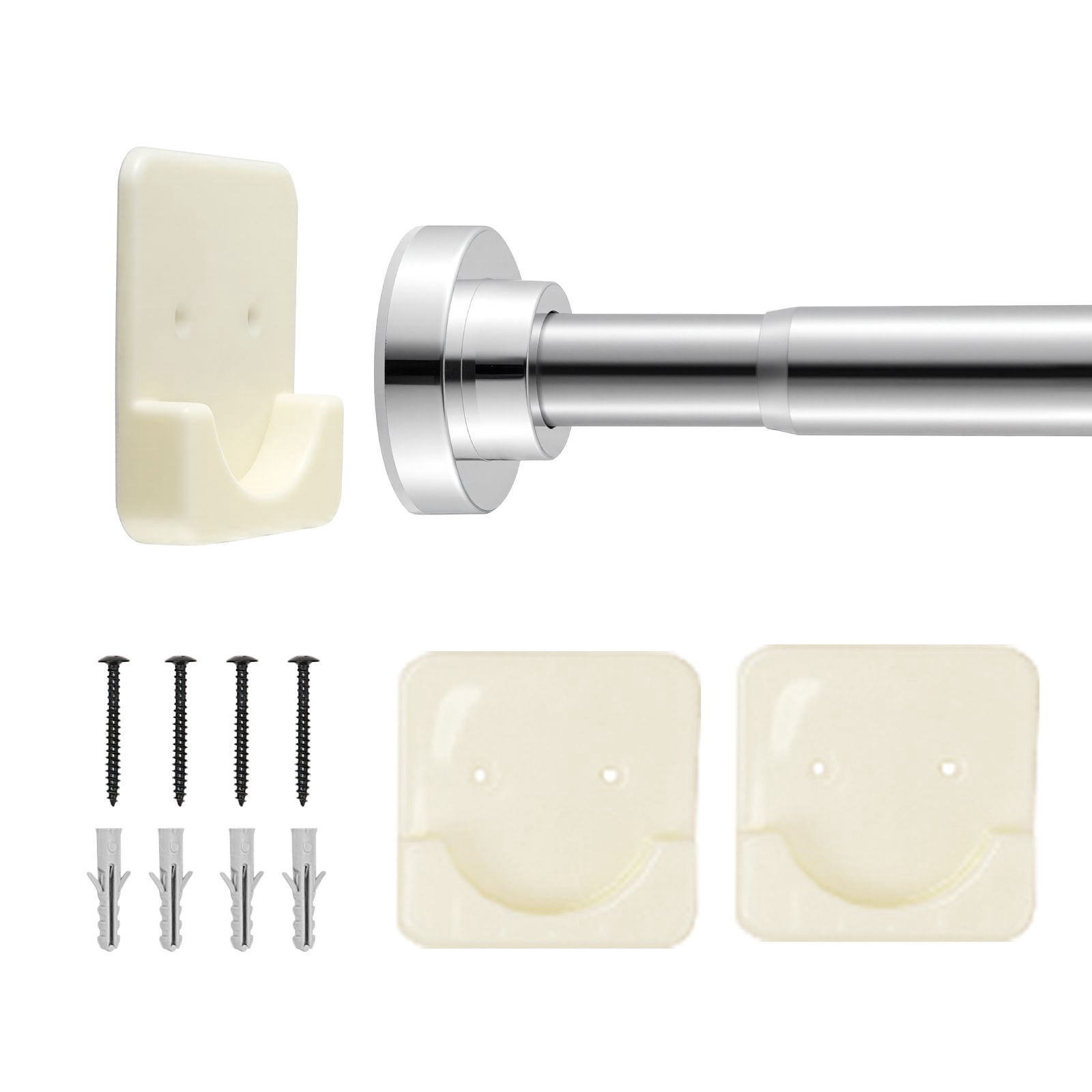 Tension Shower Curtain Rod, 28-76 Inch Adjustable Stainless Steel, 53 lbs Load Capacity with Brackets, Drill-Free Installation, Rust-Resistant for Bathroom