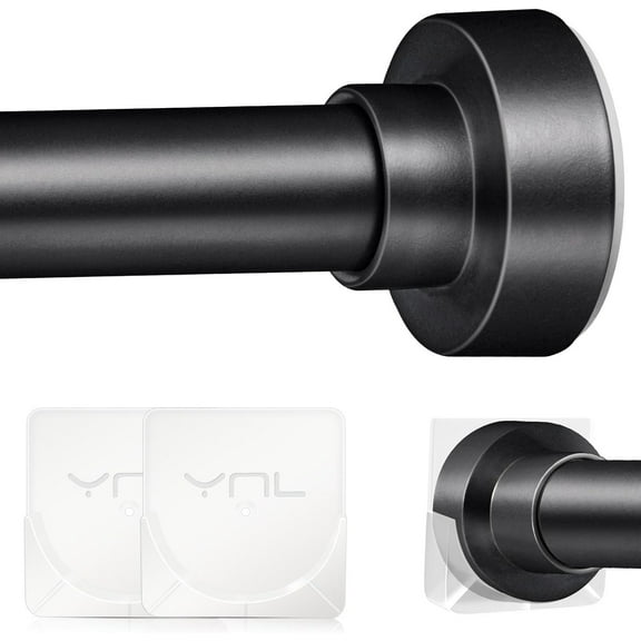 Tension Shower Curtain Rod 34 to 120 In(2.83-10Ft), Long Tension Curtain Rod with 2Pcs Holders, No Drilling for Large Window, Bathroom, Patio, Adjustable Spring Shower Rod, Matte Black