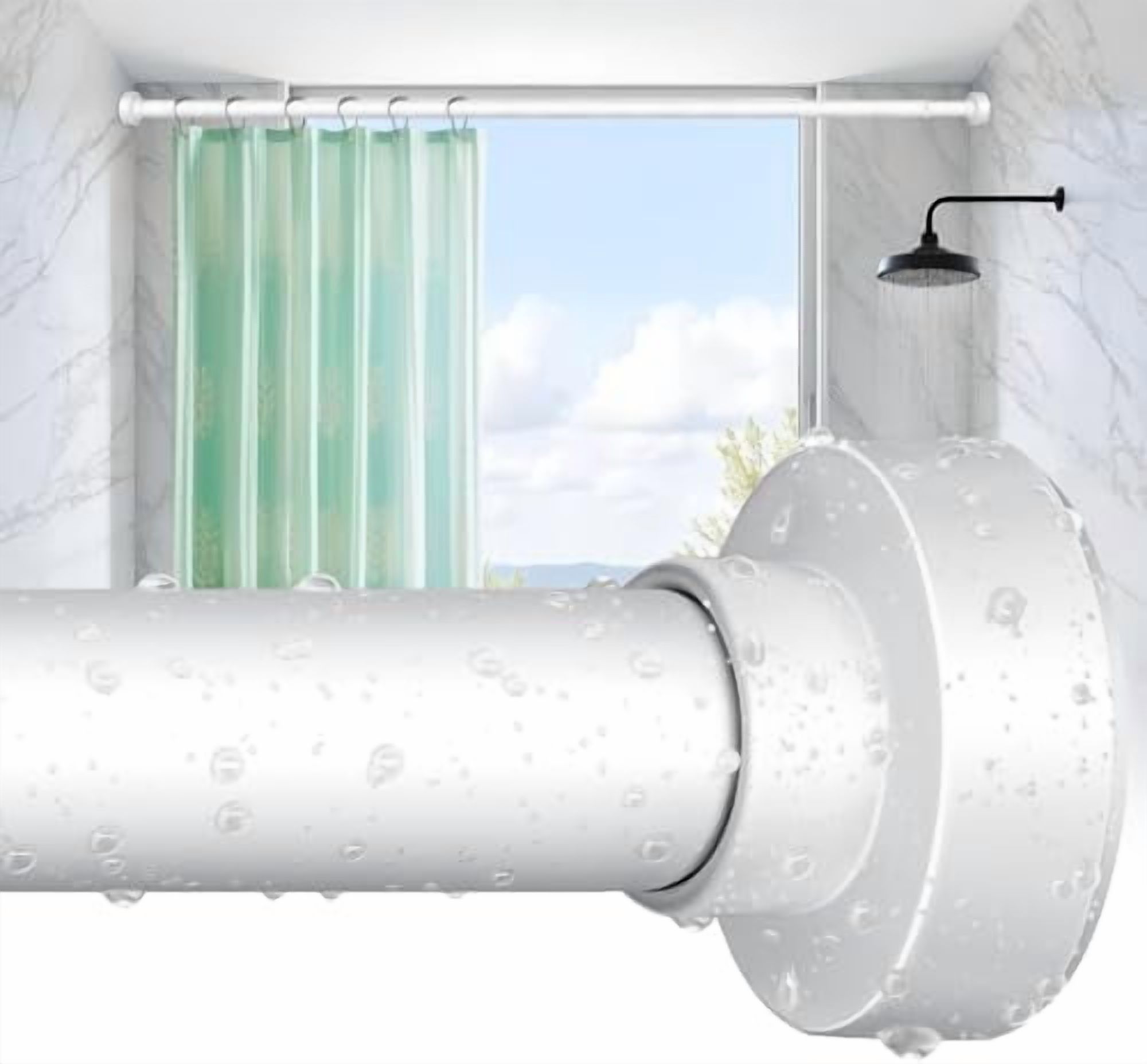 Spring Shower Rods Tension Shower Curtain Rod 34-96 Inches(2.8-8ft) Adjustable Spring ...