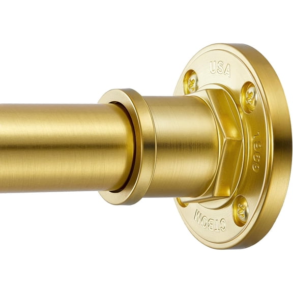 Tension or Screw Mount Shower Curtain Rod 54 to 90 Inches Light Gold Rustproof Metal Steel
