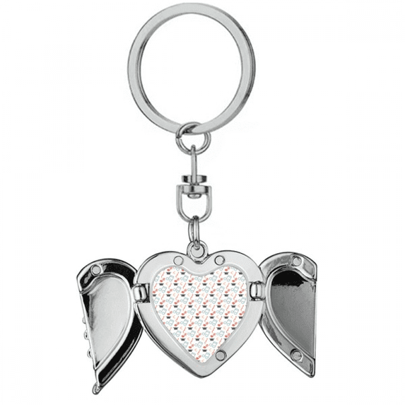 Tensive Colourful Music Notes White Heart Angel Wing Key Chain Holder