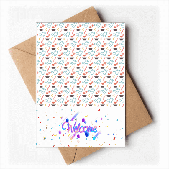 Tensive Colourful Music Notes White Welcome Back Greeting Cards Envelopes Blank