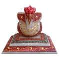 thumbnail image 1 of Tensona 3 inch Marble Ganesha Statue idols Lord Ganesh Chowki Home Decor Religious gifts Traditional Handicrafts artifacts, 1 of 5