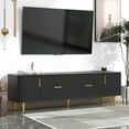 thumbnail image 1 of Tensun 67 Inch TV Stand Modern Entertainment Center with 2 Drawers and 2 Cabinets, Featuring 5 Champagne Legs, Ideal for Living Room and Bedroom, Black Finish, 1 of 5