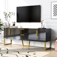 thumbnail image 1 of Tensun 67" TV Stand Modern Television Stands with 2 Drawers and Cabinets, Metal Legs and Handles, Accommodates TVs up to 75 Inches, Black Palette, 1 of 5