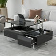 thumbnail image 1 of Tensun Black Lift Top Coffee Table - 45 Inch Contemporary Center Table with Drawer and Metal Frame Legs, High-Gloss Surface, Ideal for Living Room, 1 of 5