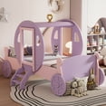 thumbnail image 1 of Tensun Twin Size Purple+Pink Princess Bed with Crown, Stair & Door Design, No Box Spring, 1 of 5