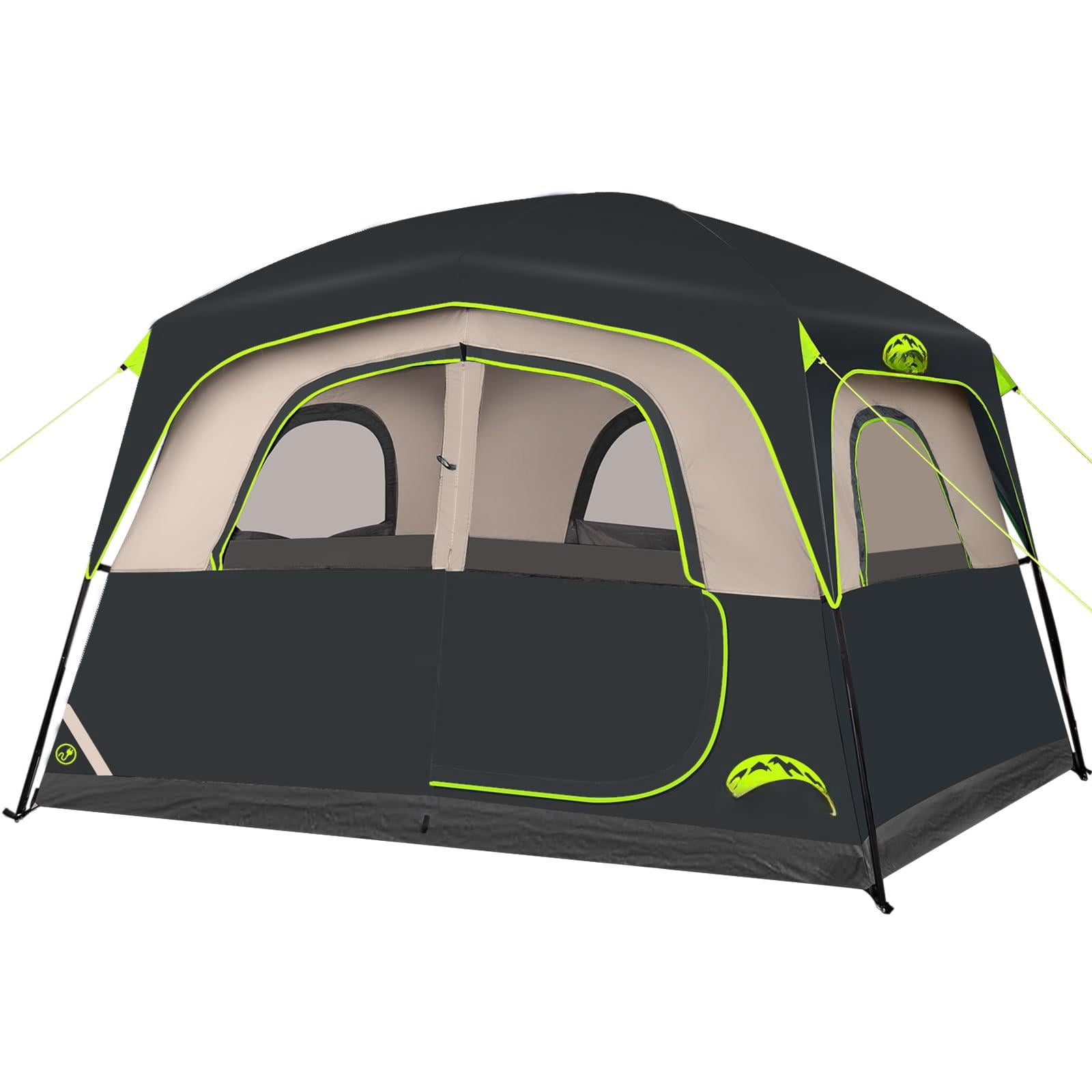 Tent 6 Person Tents For Camping  Waterproof Easy Setup With Rainfly Portable Large Family Cabin 5 Mesh Windows And Carry Bag Outdoor & Hiking