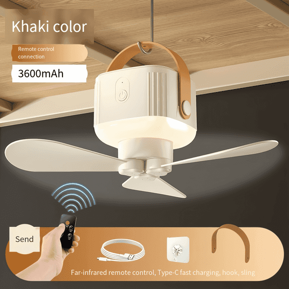 Outdoor Camping Fan with LED Lantern - Juxing-Shop 3-Speed Portable Rechargeable Cooling Tent Fan, USB & Remote